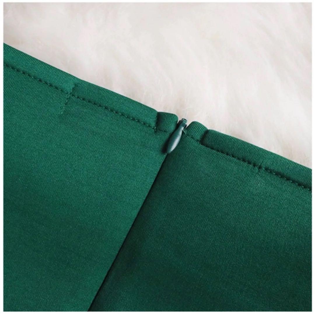 グリーン フリル袖 サイドスリット ドレス パーティドレス 結婚式 二次会 グリーン フリル袖 サイドスリット ドレス パーティドレス 結婚式 二次会