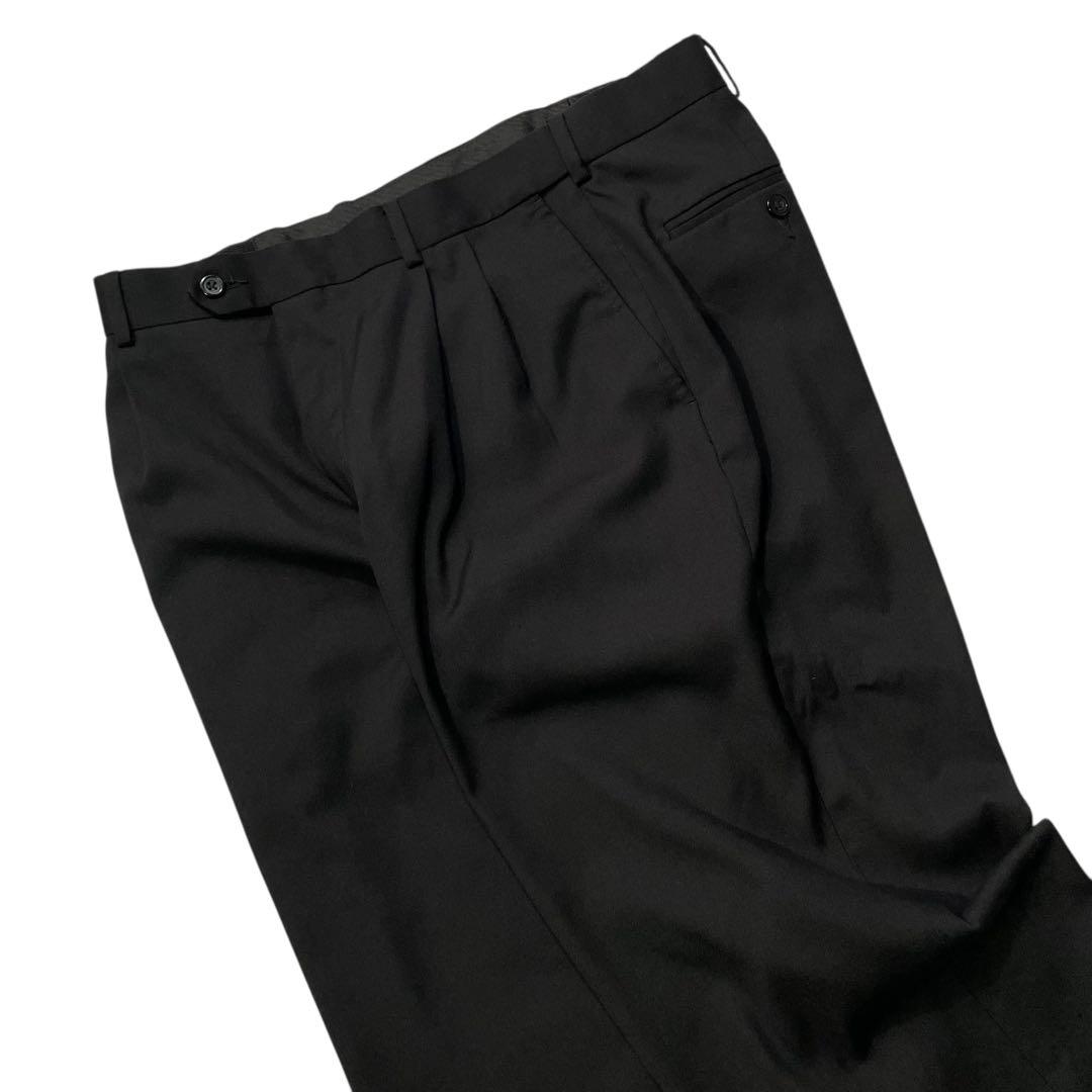 新品入荷 黒 ビンテージ ジョージ プリーツ ワイド 2タックスラックス パンツ