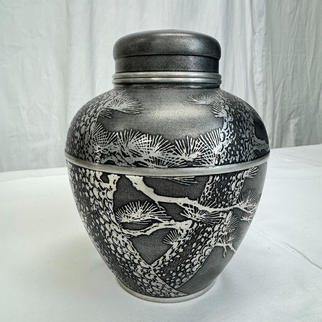 【T71-80-10】錫製 茶壺 本錫 乾茂號造 茶托 セット 金属工芸品