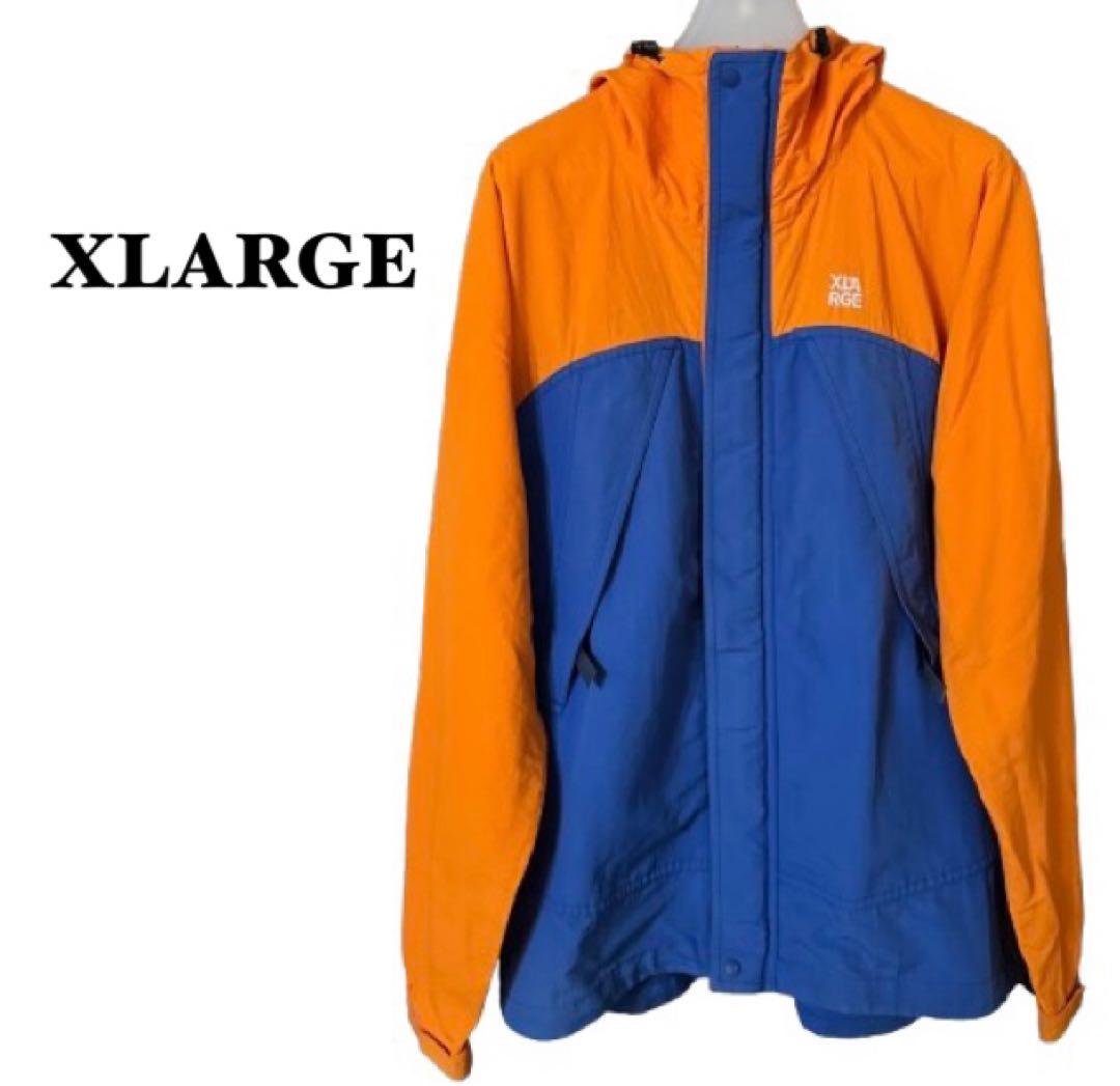 XLARGE マウンテンパーカー オレンジ×ブルー M