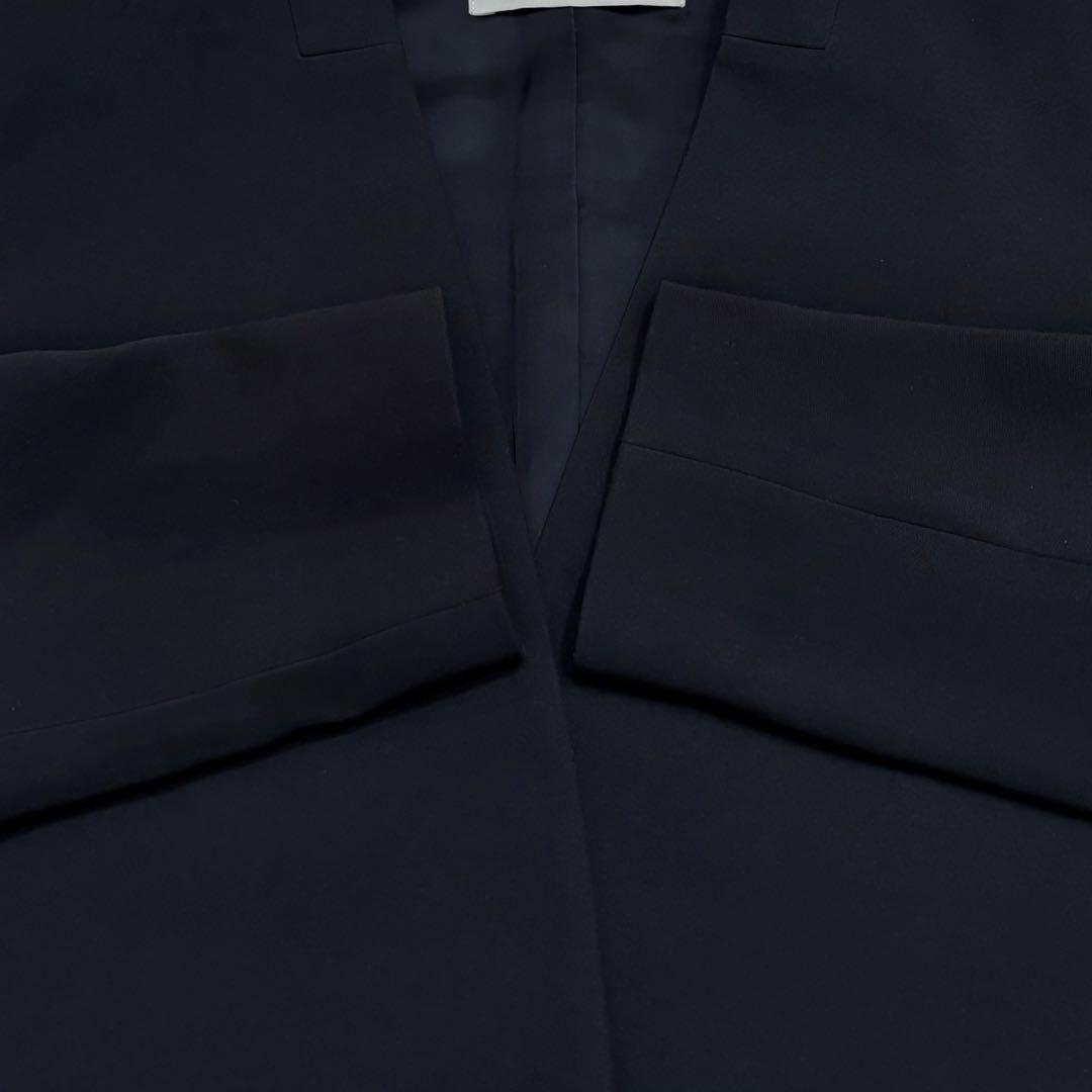 Theory luxeノーカラージャケット L 大きいサイズ　ネイビー 総裏