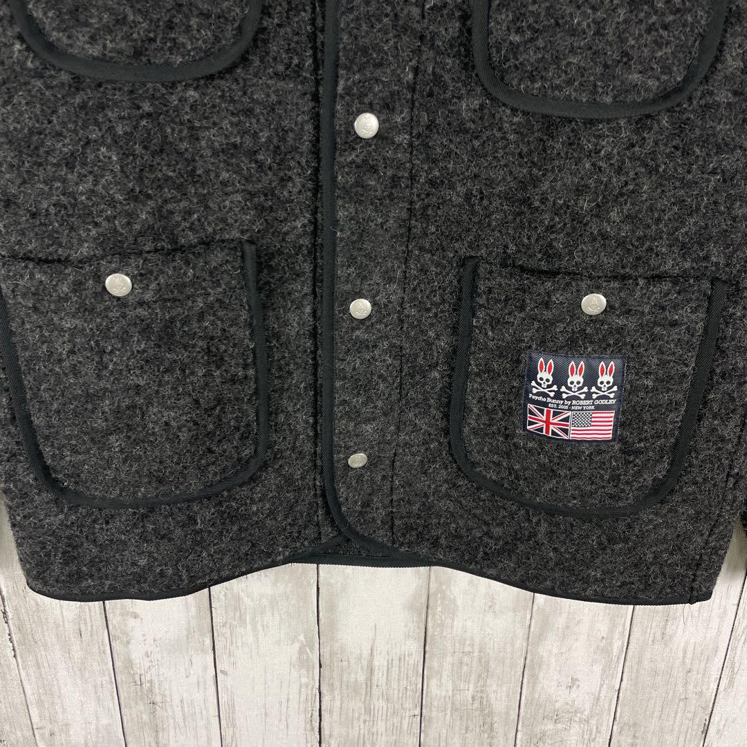 【希少XL•ショールカラー】サイコバニー ウールコート チャコールグレー 迷彩