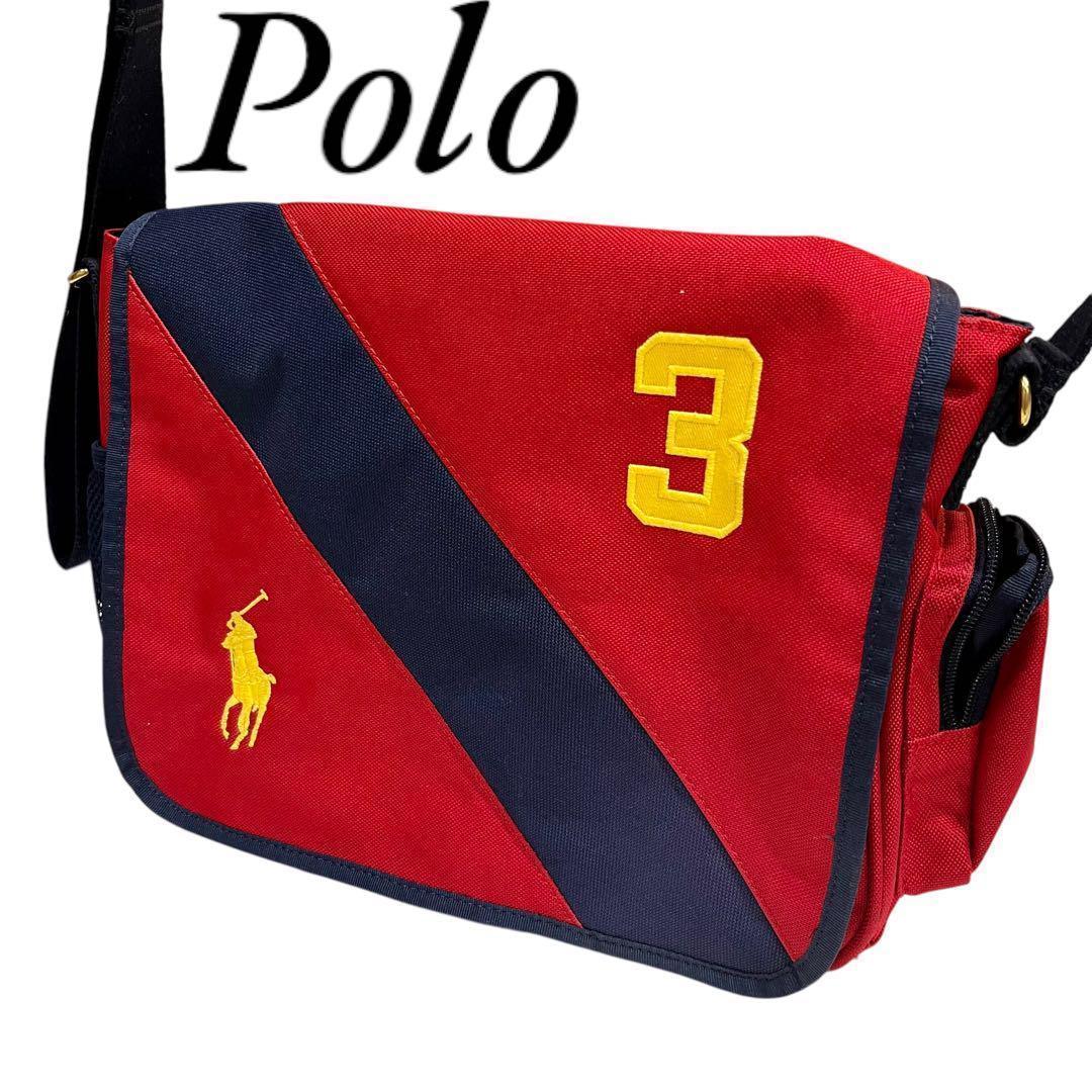 ラルフローレン ショルダーバッグ / ハンドバッグ レッド POLO RALPH LAUREN Polo ID カーフスキン ミニ ショルダー