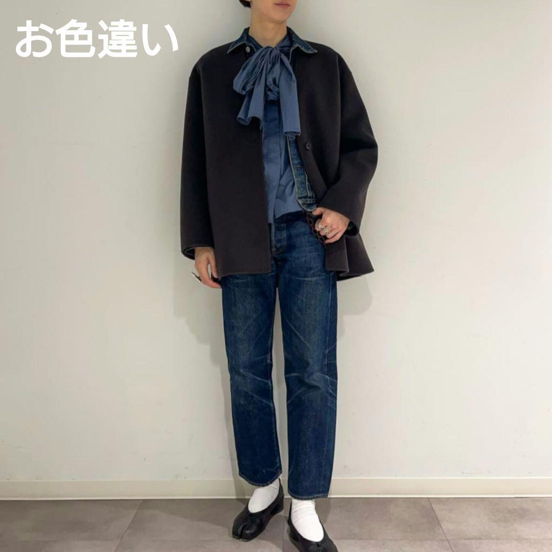 6【ROKU】ロク 2024AW 完売 コットン ストール シャツ リボン 白