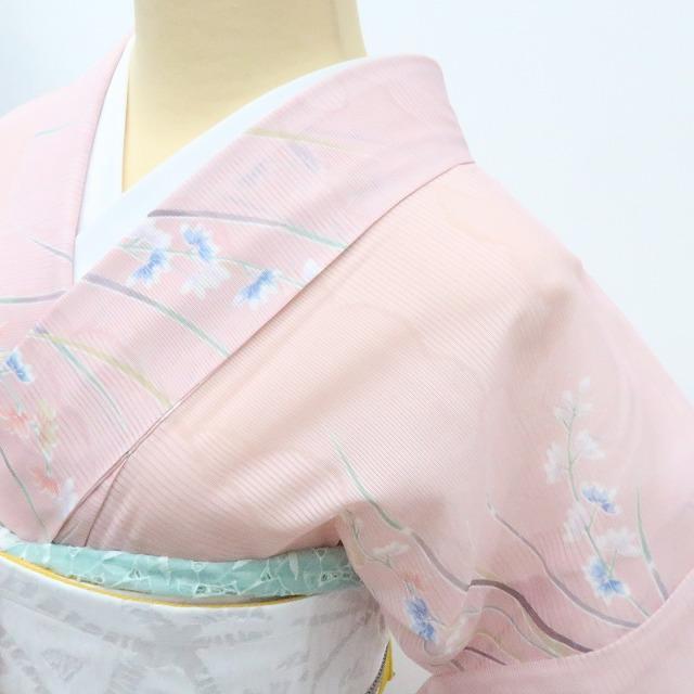 Y2855◆美品 洗える夏着物 変わり絽 誂えポリ 手縫い仕立て 小紋 着物
