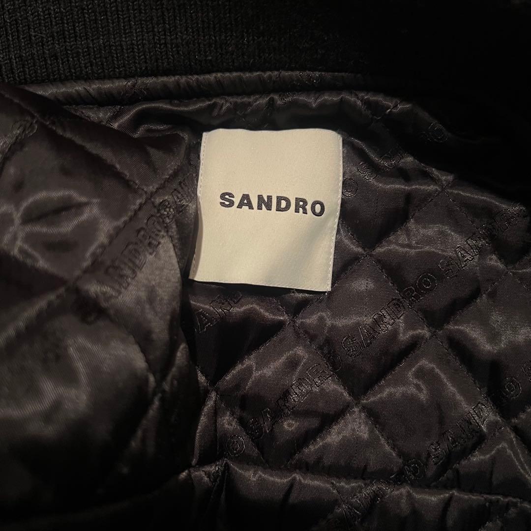 Sandro スタジャン ブラック イエロー 刺繍 レザー Sandro スタジャン ブラック イエロー 刺繍 レザー
