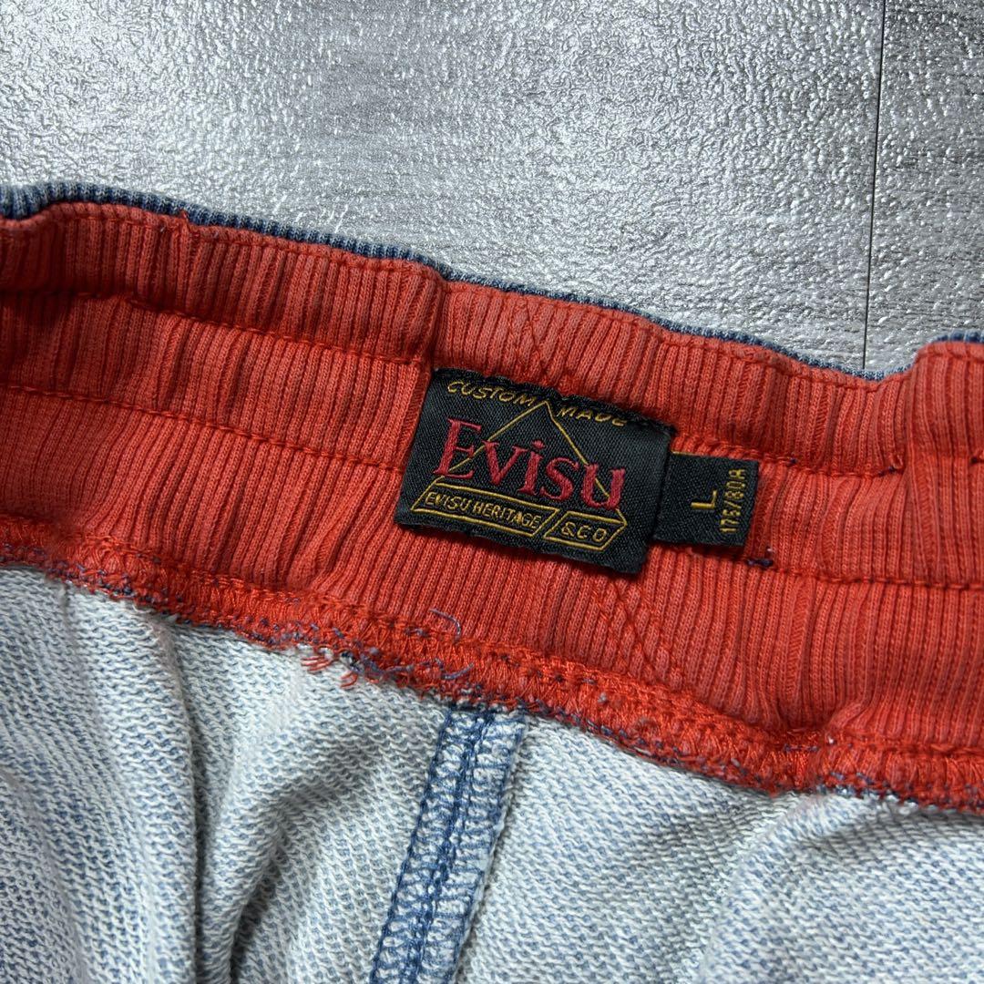 EVISU エビス カモメロゴ 総柄 ハーフパンツ デニム調 L 番
