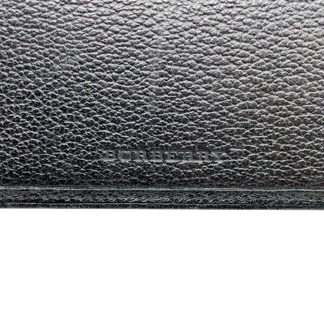BURBERRY✨二つ折り財布 ノバチェック レザー ロゴ型押し ブラック BURBERRY✨二つ折り財布 ノバチェック レザー ロゴ型押し ブラック