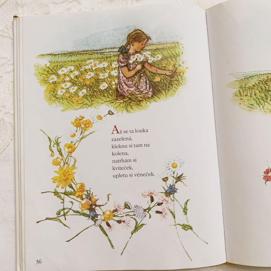 ❀ たんぽぽのリースの古い詩絵本 ❀ 洋書 チェコ 古書 児童書