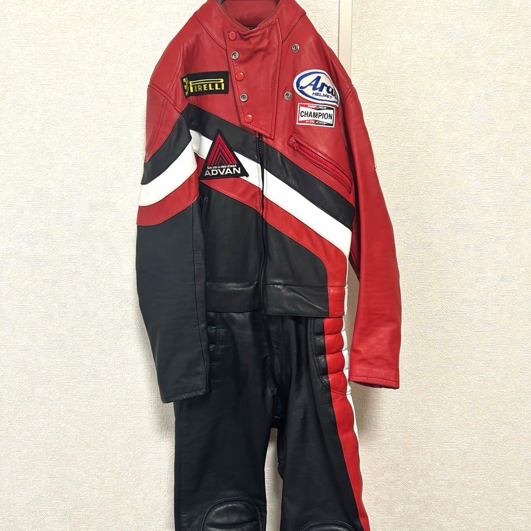 【美品】champion レーシングスーツ レッド　バイク　Mサイズ