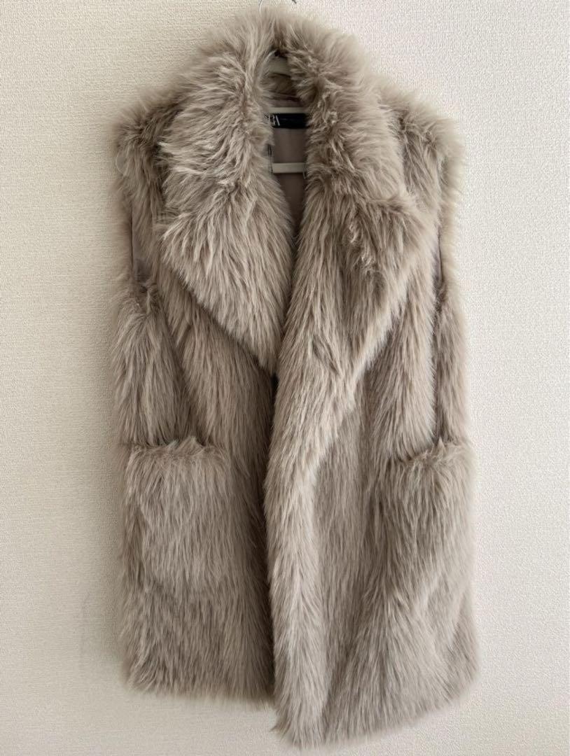 値下げしました♪【新品】ZARA ファーロングベスト M〜L - メルカリ