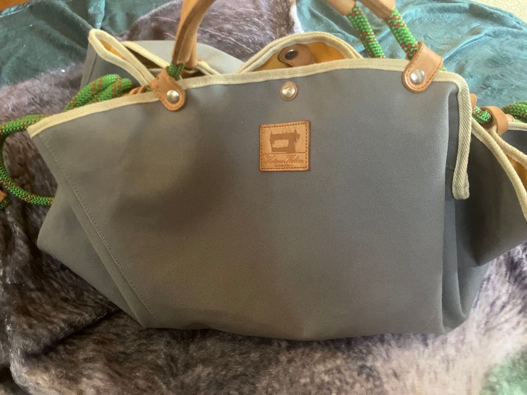 グレー キャンバス ボストンバッグやや傷や汚れあり