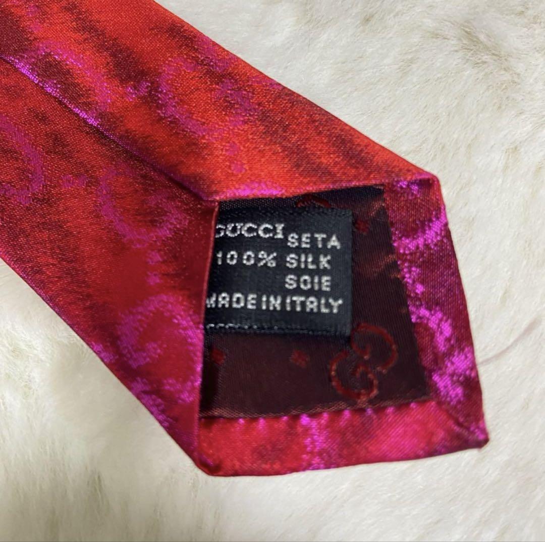 GUCCI 赤 GGパターン ネクタイ
