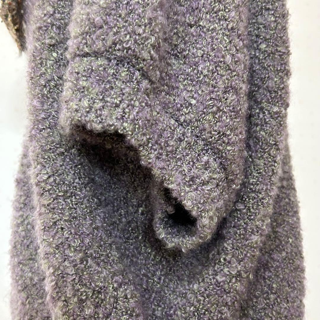 M.＆KYOKO エムアンドキョウコ モヘヤ混 ビッグカラー 半袖カーディガン