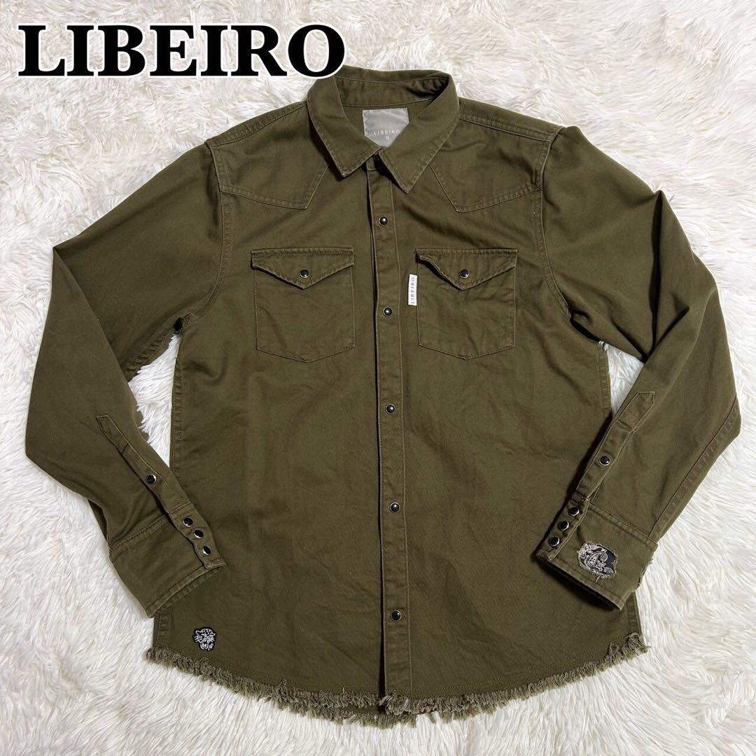 LIBEIRO リベイロ シャツ　カーキ　メンズ ペイズリー