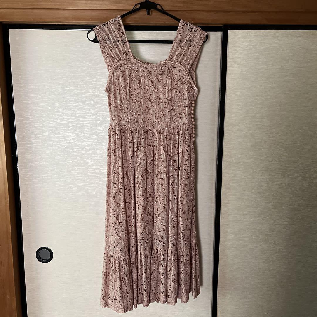 snidel ピンク レース ロングワンピース フリル付き