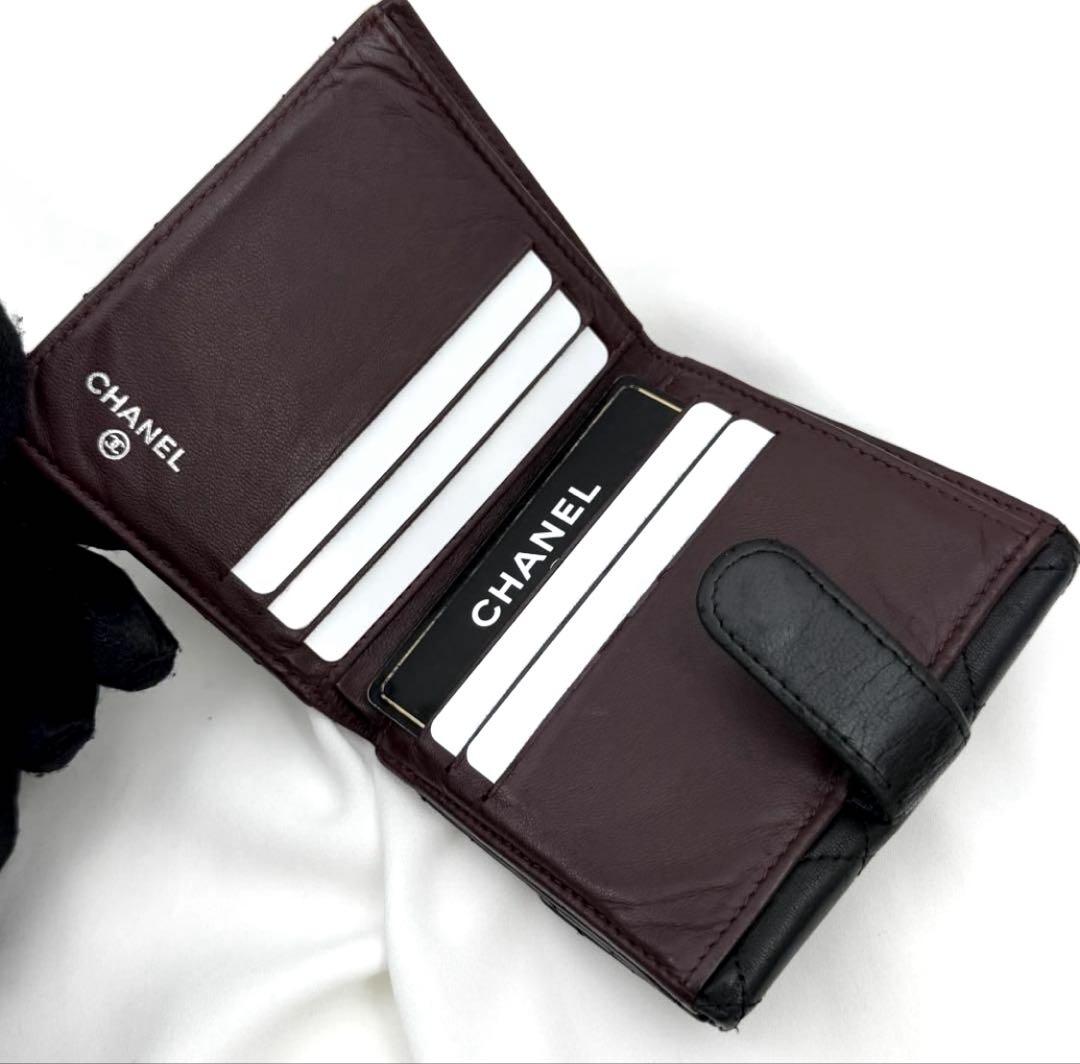好きに シャネル CHANEL マトラッセ ラムスキン Wホック 折財布 レディース 小物
