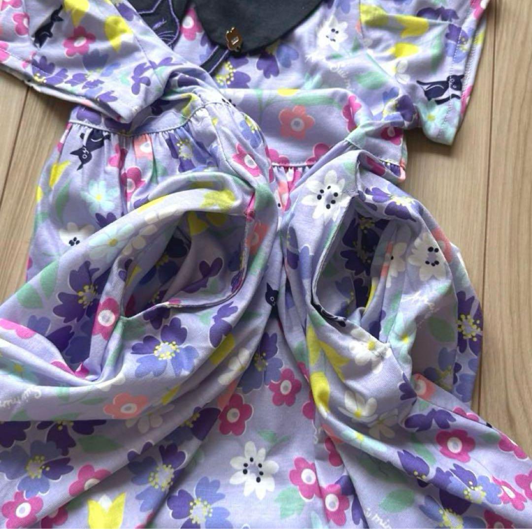 新品未使用ANNA SUI mini アイス柄カットワンピース アナスイミニ ANNA SUI mini ネコ衿花柄プリントカット