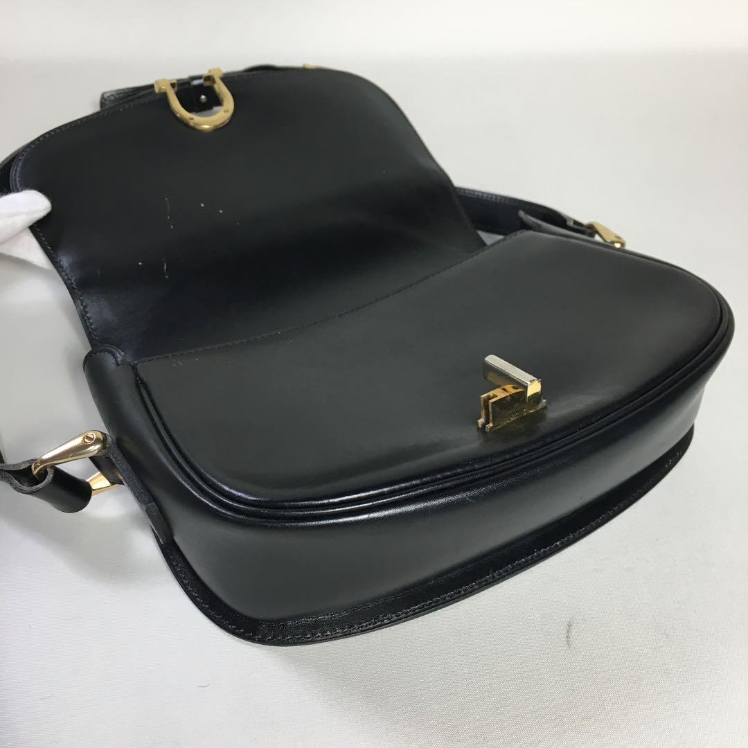 入荷now 安全 2503-133｜セリーヌ ショルダーバッグ レザー ブラック ターンロック バッグ