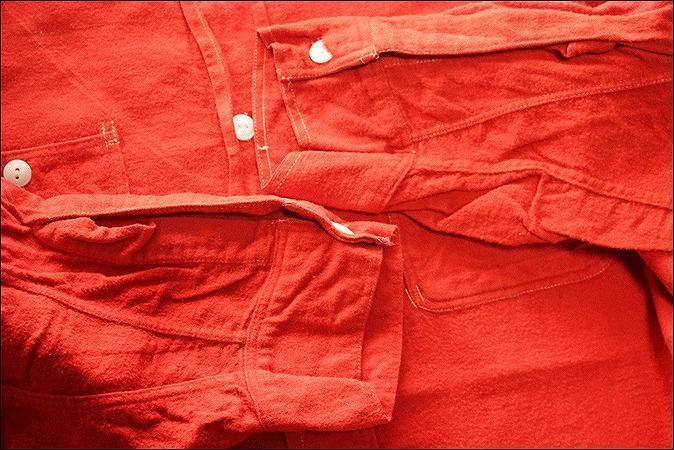 1960's BONITA マチ付き 長袖 ウール シャツ 赤 GD417