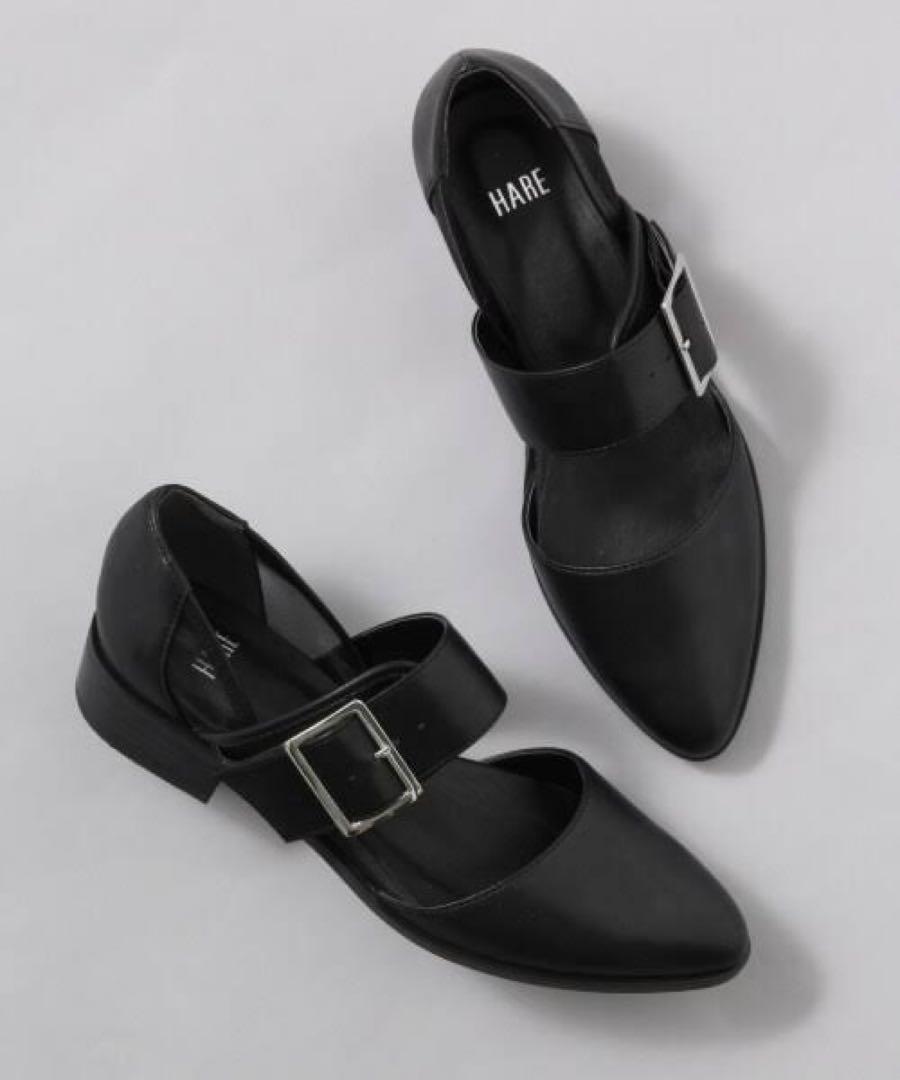 HARE 新品 セパレートベルトシューズ ブラック Lサイズ