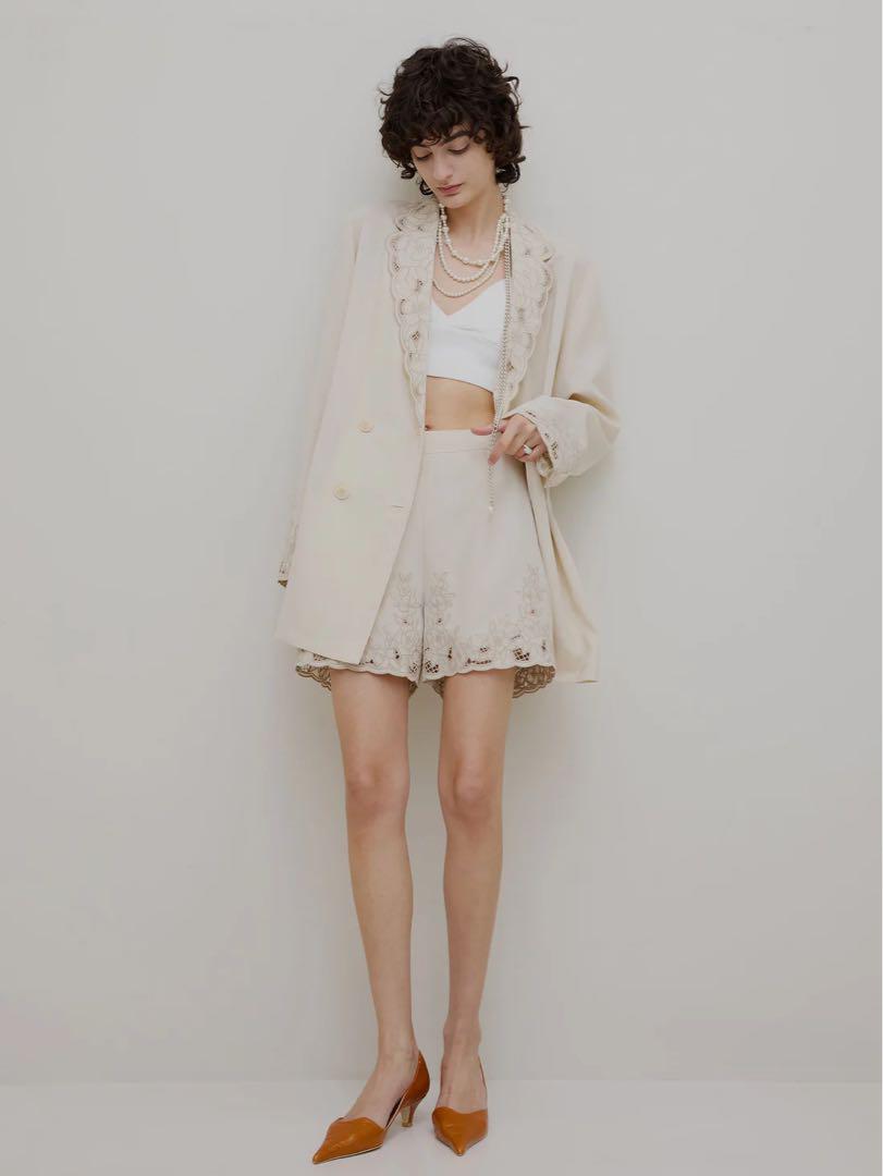 パンツ Ameri MEDI LACE EMBROIDERY SHORT PANTS