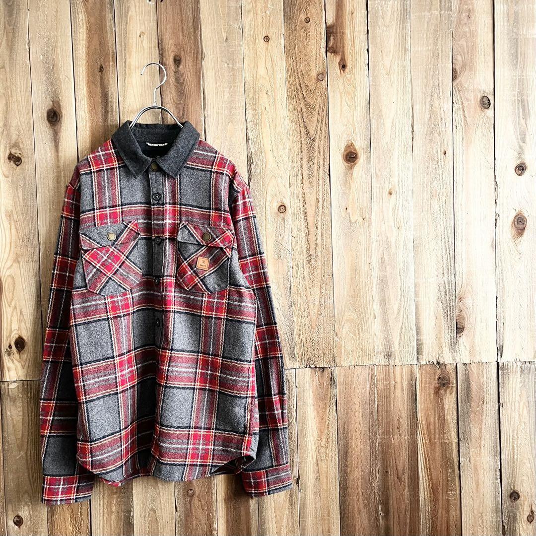 ROARK REVIVAL ウール チェック シャツ Sサイズ エルボーパッチ