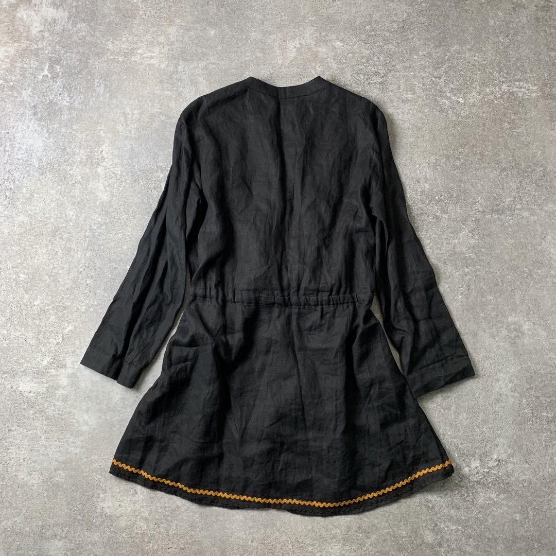ザラウーマン】ZARA ブラウス リネン100% 麻 フリンジ