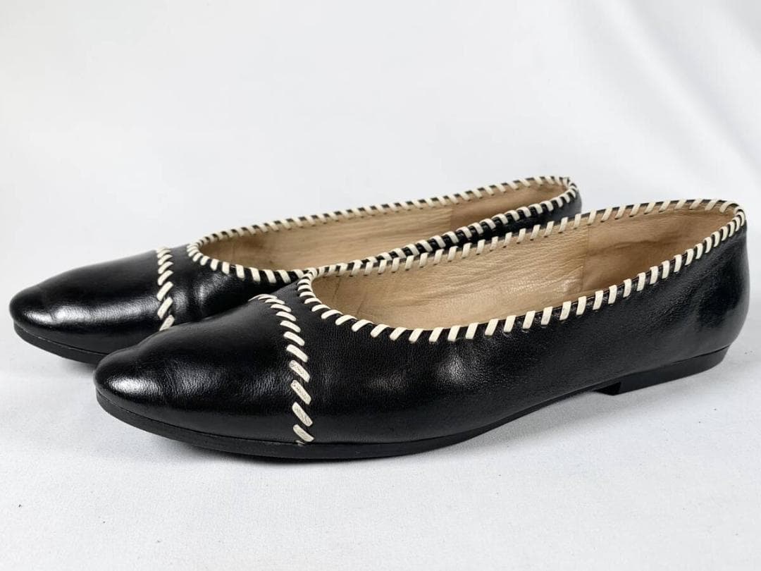 【正規】美品 シャネル CHANEL レザー パンプス フラットシューズ 6 黒 【正規】美品 シャネル CHANEL レザー パンプス フラットシューズ 6 黒