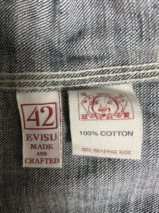 極美品 ビックシルエット ロゴ 高級 5uNcT-m78403269353 EVISU デニムジャケット 羽織り 爆買いお得