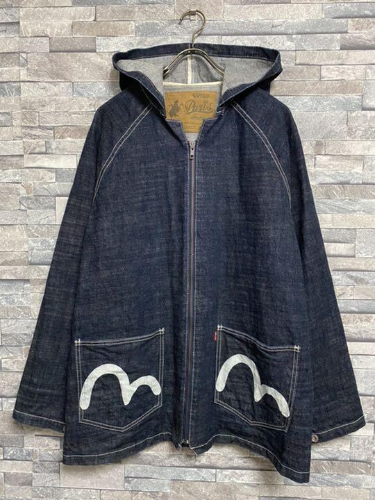 極美品 ビックシルエット ロゴ 高級 5uNcT-m78403269353 EVISU デニムジャケット 羽織り 爆買いお得