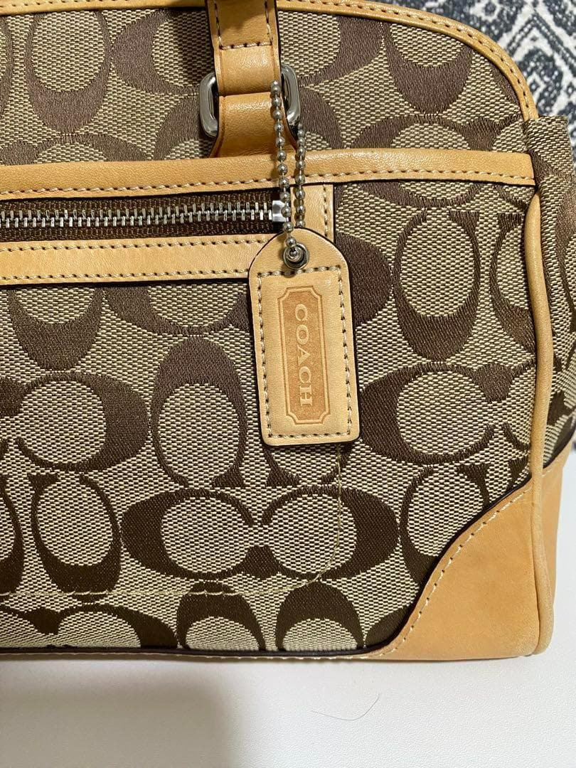 【美品】COACH コーチ シグネチャー ハンドバッグ トートバッグ ブラウン