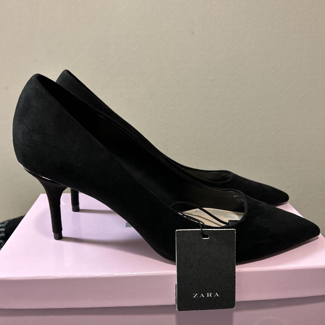 ZARA レザーハイヒールパンプス　BLACK 24.5センチ ZARA パンプス 39（24.5cm） 週末限定セール中 - メルカリ