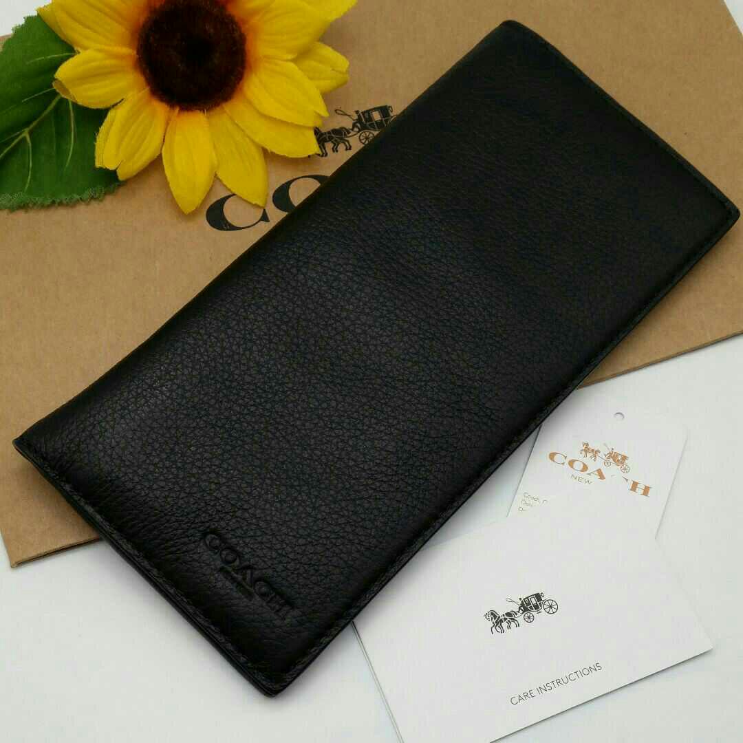 超最新作 COACH 長財布 ブラック 新品 ペブルレザー メンズ