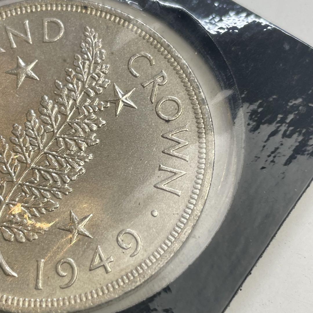 外国銭】 ニュージーランド 1クラウン銀貨 1949年 （極美品