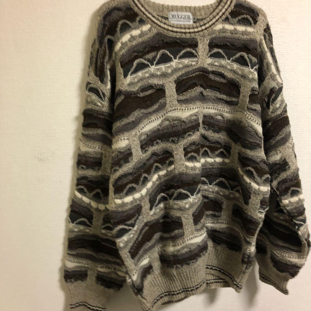 専門店では 90s 美品 イタリア製 M 3Dニット ウール モヘヤ混 MUGGER トップス