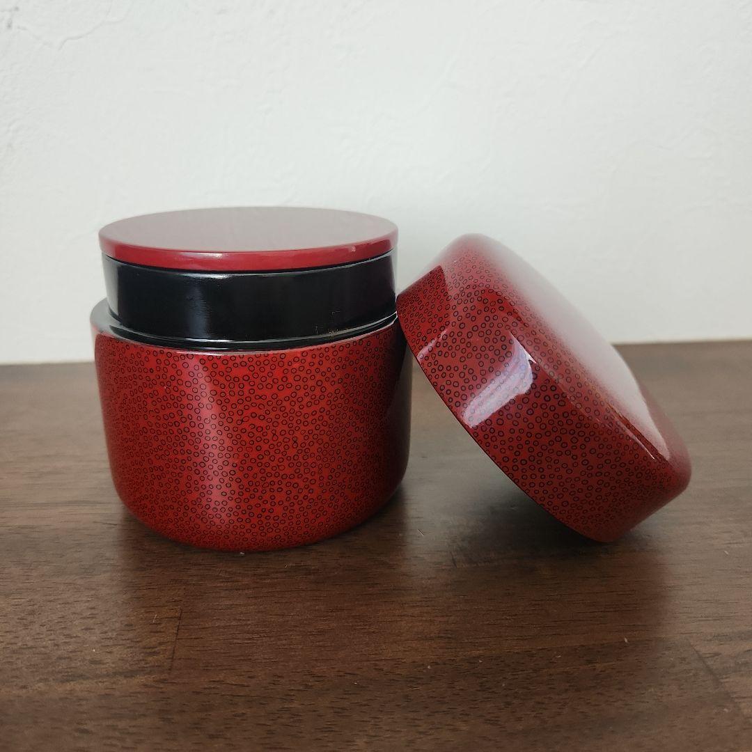 津軽塗七々子塗り　茶筒　未使用美品