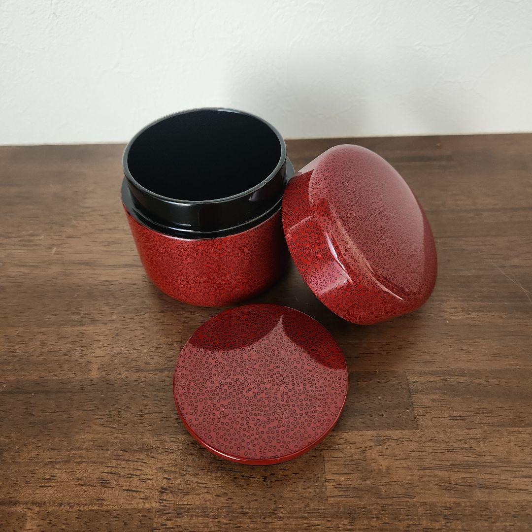 津軽塗七々子塗り　茶筒　未使用美品