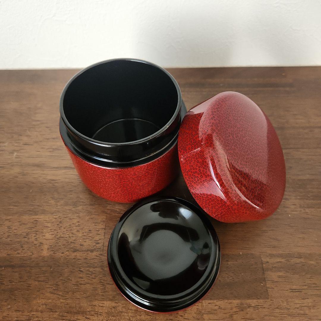 津軽塗七々子塗り　茶筒　未使用美品