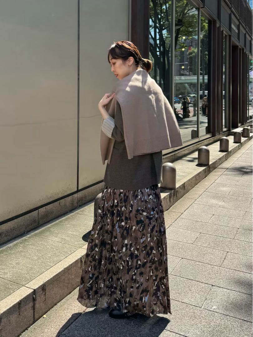 新品タグ付　完売　2024/ノーブル/レオパードプリントスリットスカート/36