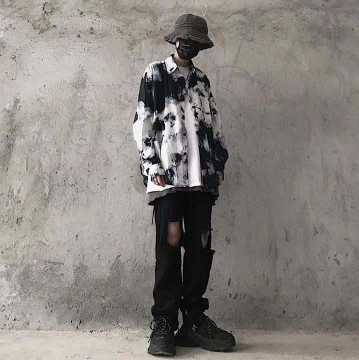 大人 カッコイイ 韓国 服 メンズ タイダイ柄 長袖 カジュアル シャツ メルカリ