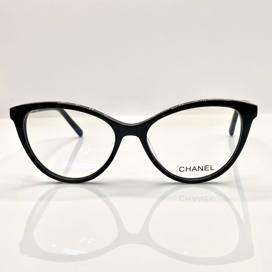 CHANEL 眼鏡用フレーム 新作シャネルロゴ入りココマーク付ブラック(LA)