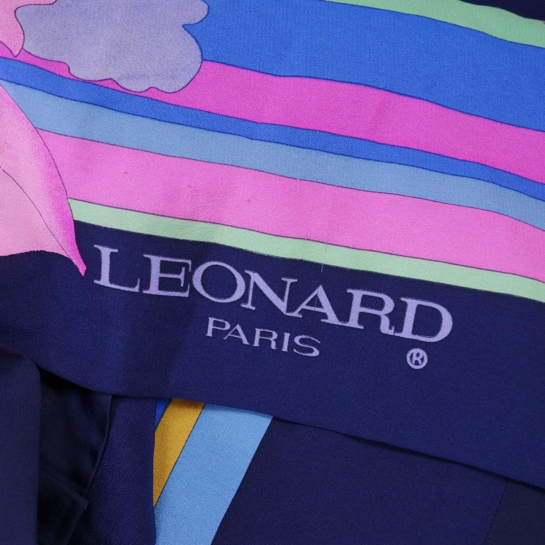 最安値限定SALE 美品 ワンピース シルク レディース ネイビー 0nTzY-m78428893769 LEONARD レオナール 半袖 新品新作登場
