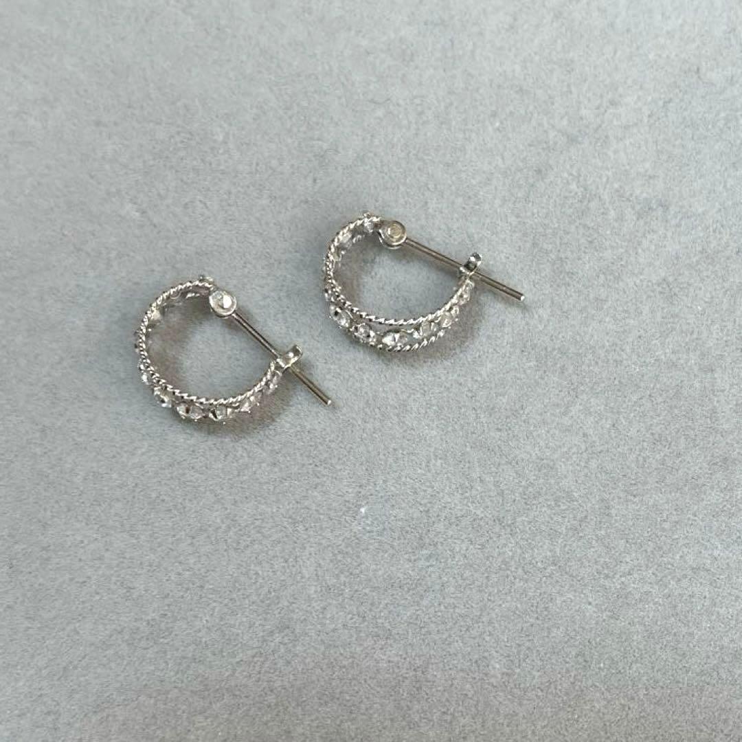 K10ホワイトゴールドピアス フープピアス 両耳 K10ホワイトゴールドピアス フープピアス 両耳