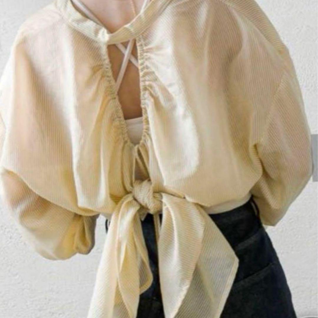 美品 mystic ストライプバックシャンシャツ イエロー - メルカリ