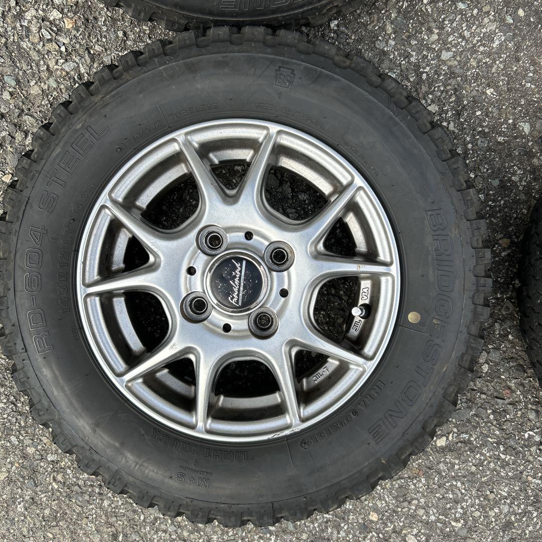 145R12 LT 6PRアルミホイールとタイヤ４本セット送料込
