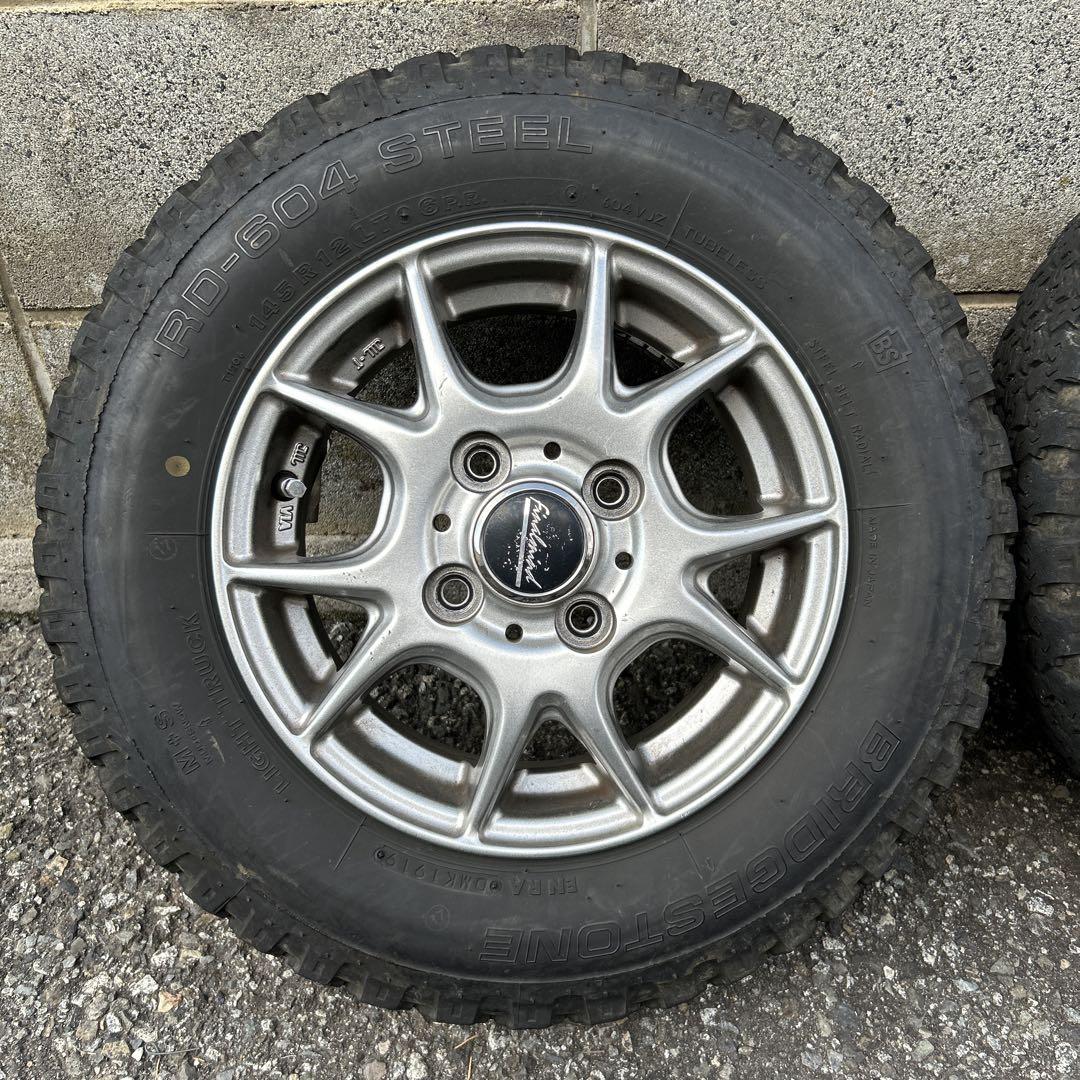 145R12 LT 6PRアルミホイールとタイヤ４本セット送料込