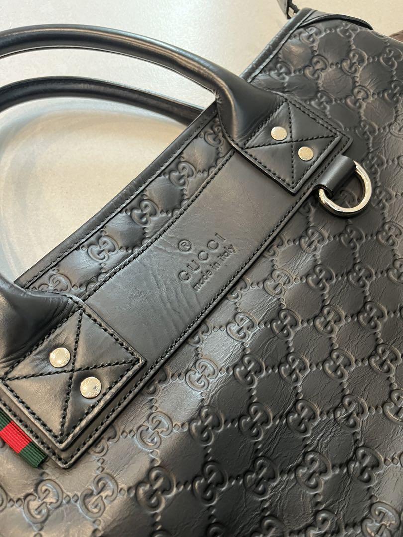 正規品　GUCCIグッチ シマレザー  GG柄 ボストン保存袋付 A4 大容量
