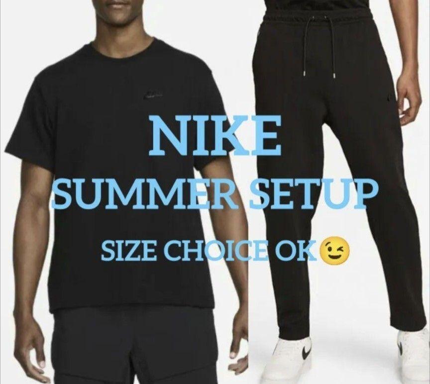 サイズ選択自由 ナイキ 厚手ニット 上下セット Tシャツ ジョガーパンツ 黒