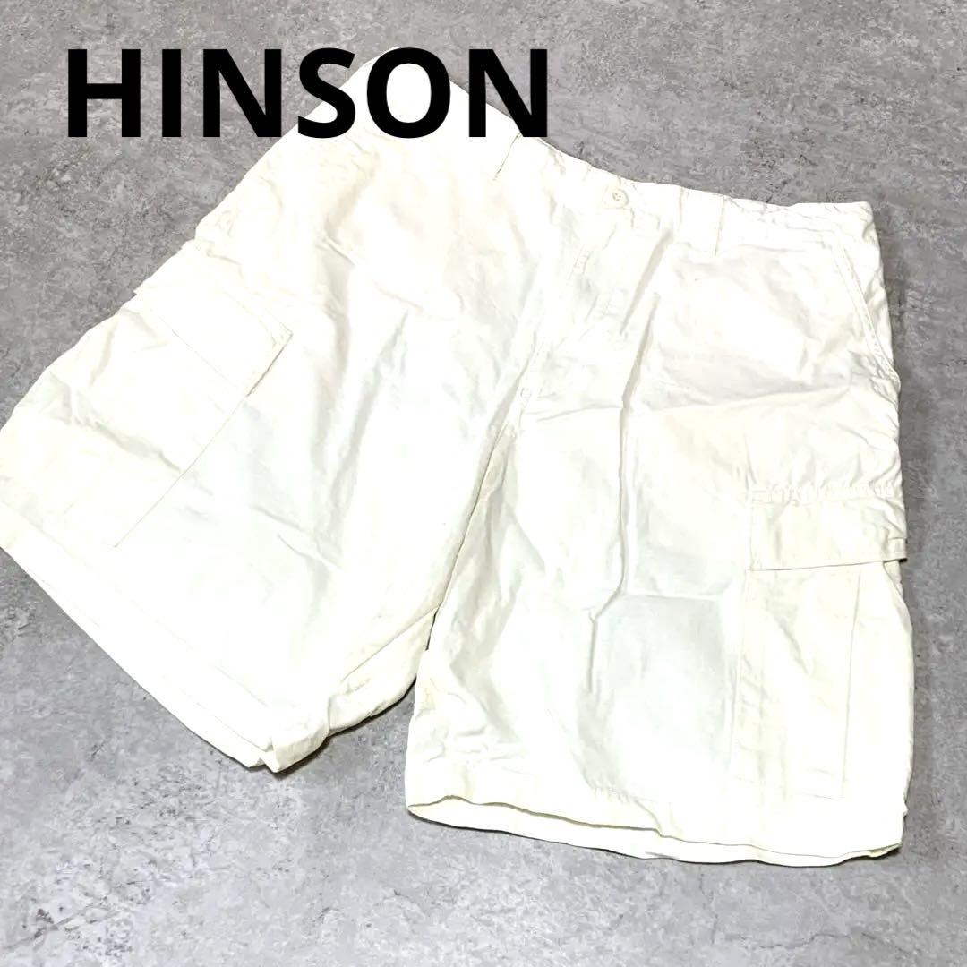 HINSON メンズショートパンツ ホワイト カーゴショートパンツ 4ポケット
